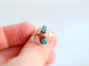Oyster Turquoise Teardrop Ring