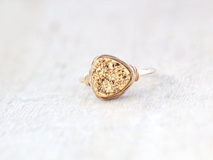 Druzy Triangle Ring - Gilded Gold