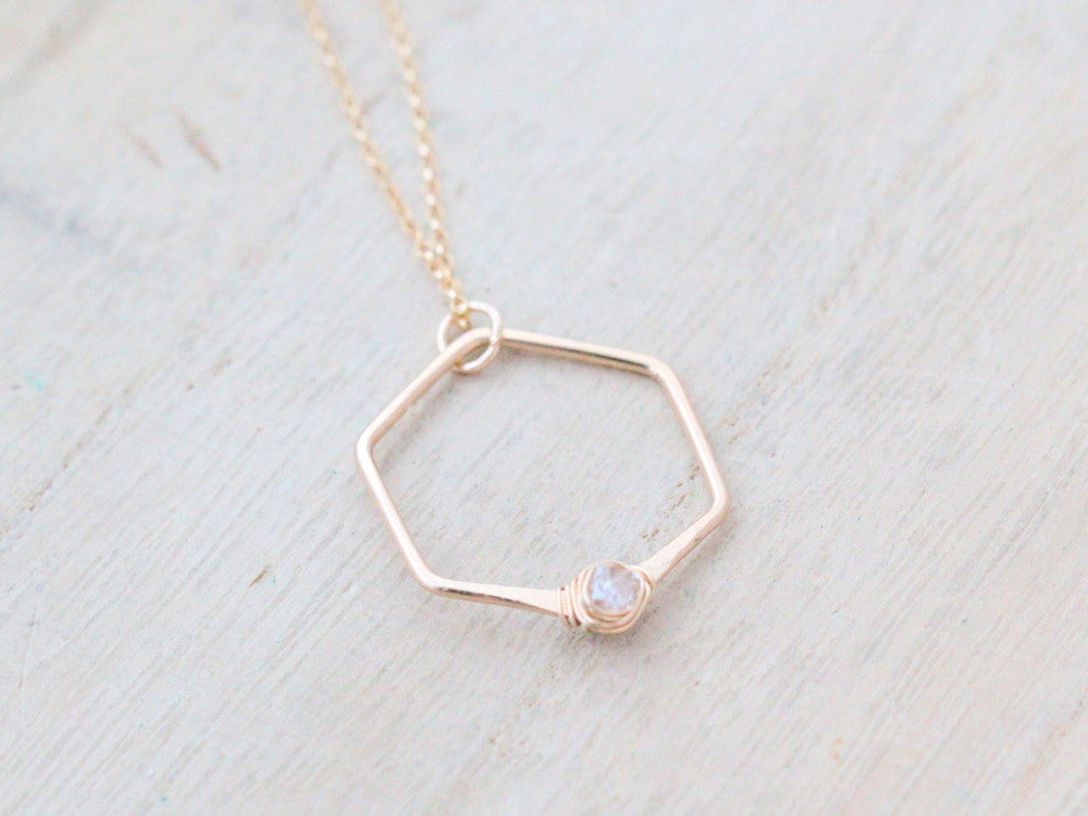 Refraction Hexagon Necklace - Herkimer Diamond