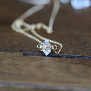 Herkimer Diamond Caged Necklace - As Seen On Law & Order SVU