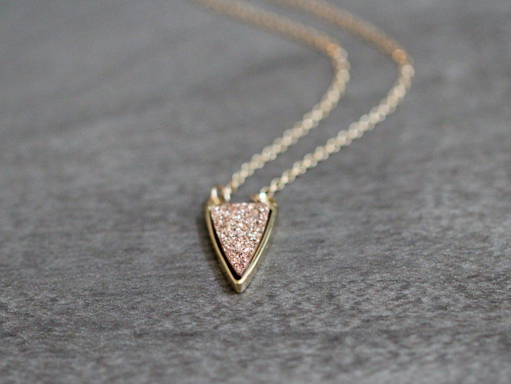 Druzy Finn Necklace - Gilded Rose Gold   ( As Seen On Quantico )