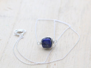 Lapis Lazuli Bezel Style Necklace - Sterling Silver