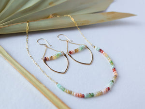 Necklace and earrings set in Opal, handmade gemstone birthstone jewelry, nickel free