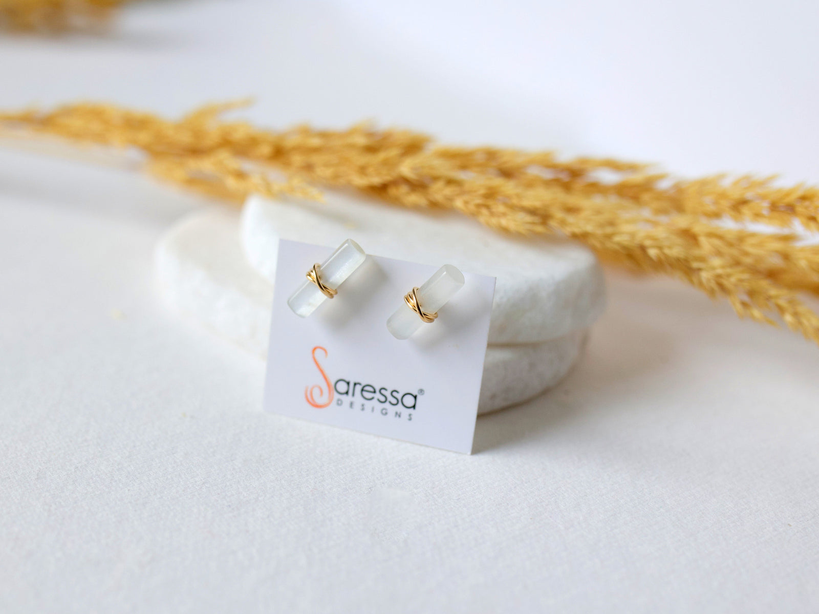 Birch Studs - Moonstone