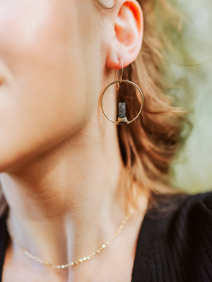 Sunrise Earrings - Black Sunstone