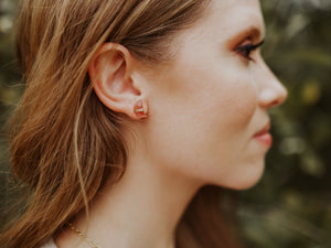 Moonbeam & Stardust Studs - Strawberry Quartz