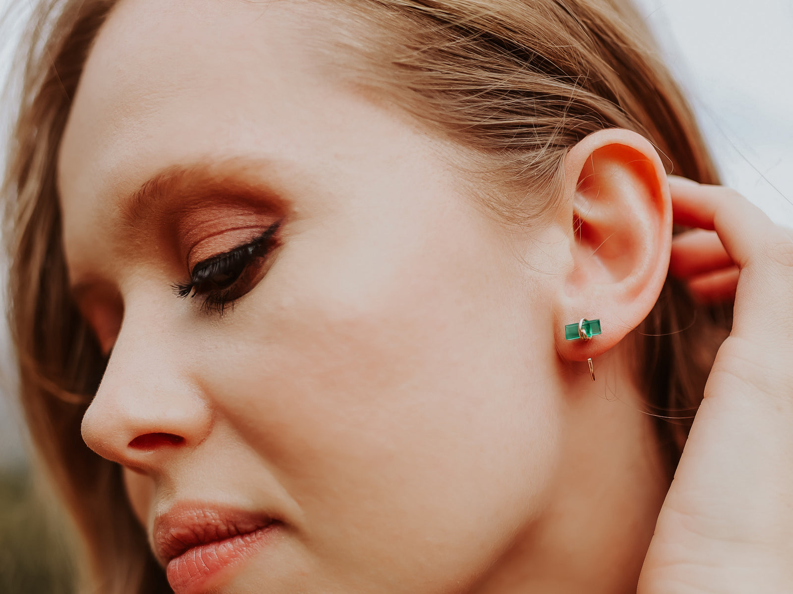 Green Onyx Hug Hoops