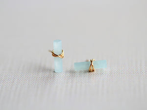 Birch Studs - Aquamarine