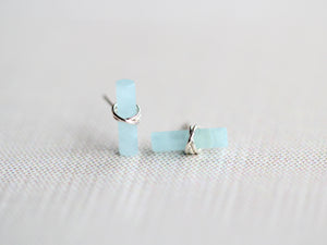 Birch Studs - Aquamarine