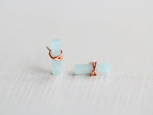 Birch Studs - Aquamarine