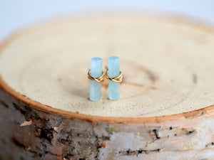 Birch Studs - Aquamarine