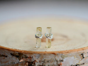 Birch Studs - Rutilated Quartz