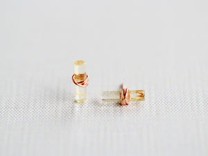 Birch Studs - Rutilated Quartz