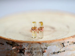 Birch Studs - Rutilated Quartz