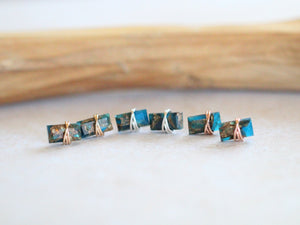 Baguette Studs - Copper Apatite