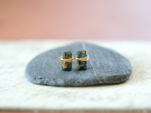 Baguette Studs - Copper Apatite