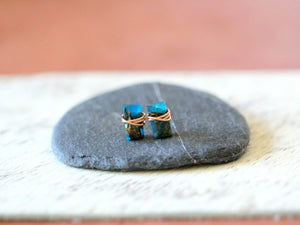Baguette Studs - Copper Apatite