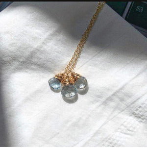 Moss Aquamarine Trio Necklace