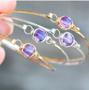 Amethyst Bezel Wrapped Bracelet