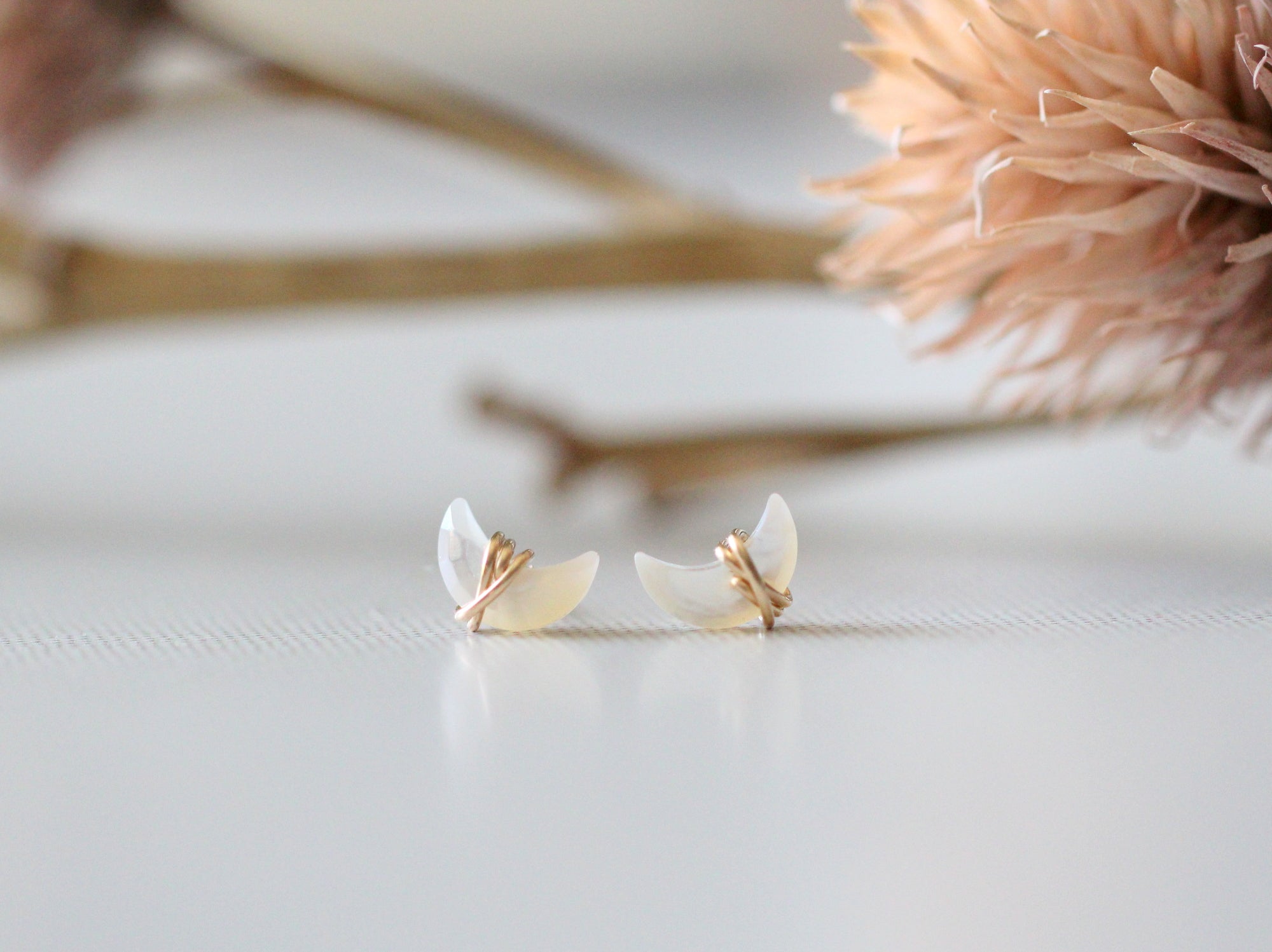 Mini Moonbeam Studs - Mother of Pearl