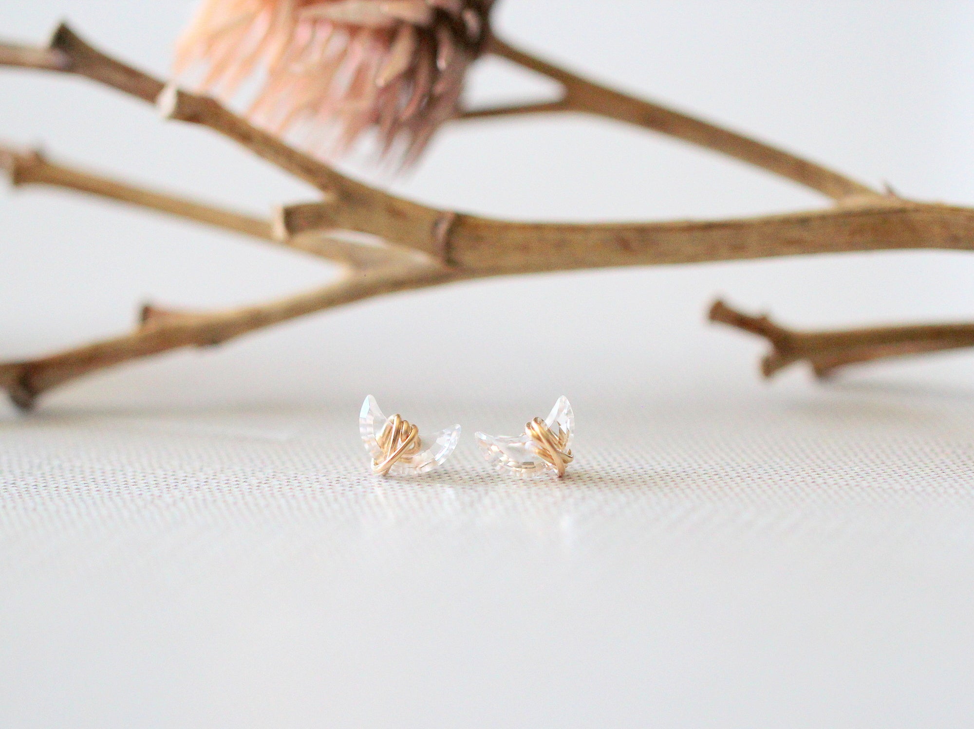 Mini Moonbeam Studs - Crystal Quartz