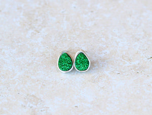 Druzy Teardrop Studs - Emerald City