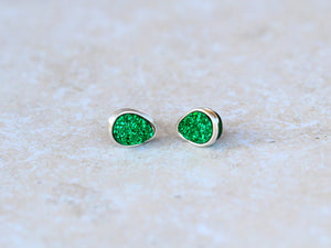 Druzy Teardrop Studs - Emerald City