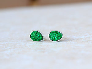 Druzy Teardrop Studs - Emerald City