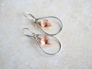 Arrow Hoop Earrings -  Rosé Quartz