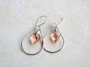 Arrow Hoop Earrings -  Rosé Quartz