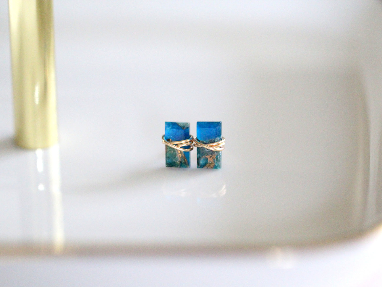 Baguette Studs - Copper Apatite