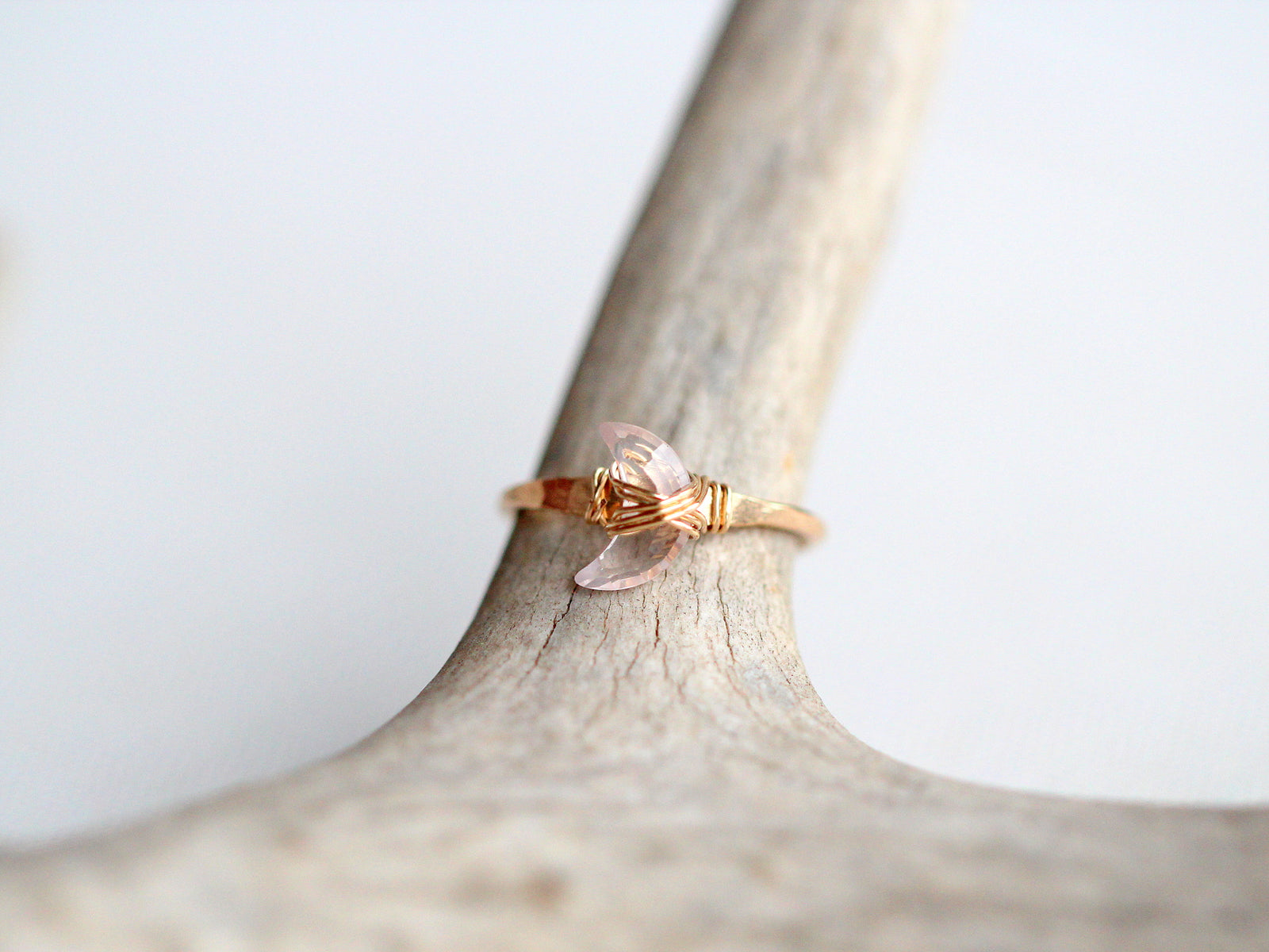 Mini Moonbeam Ring - Rose Quartz