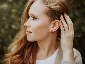 Moonbeam & Stardust Studs - Strawberry Quartz