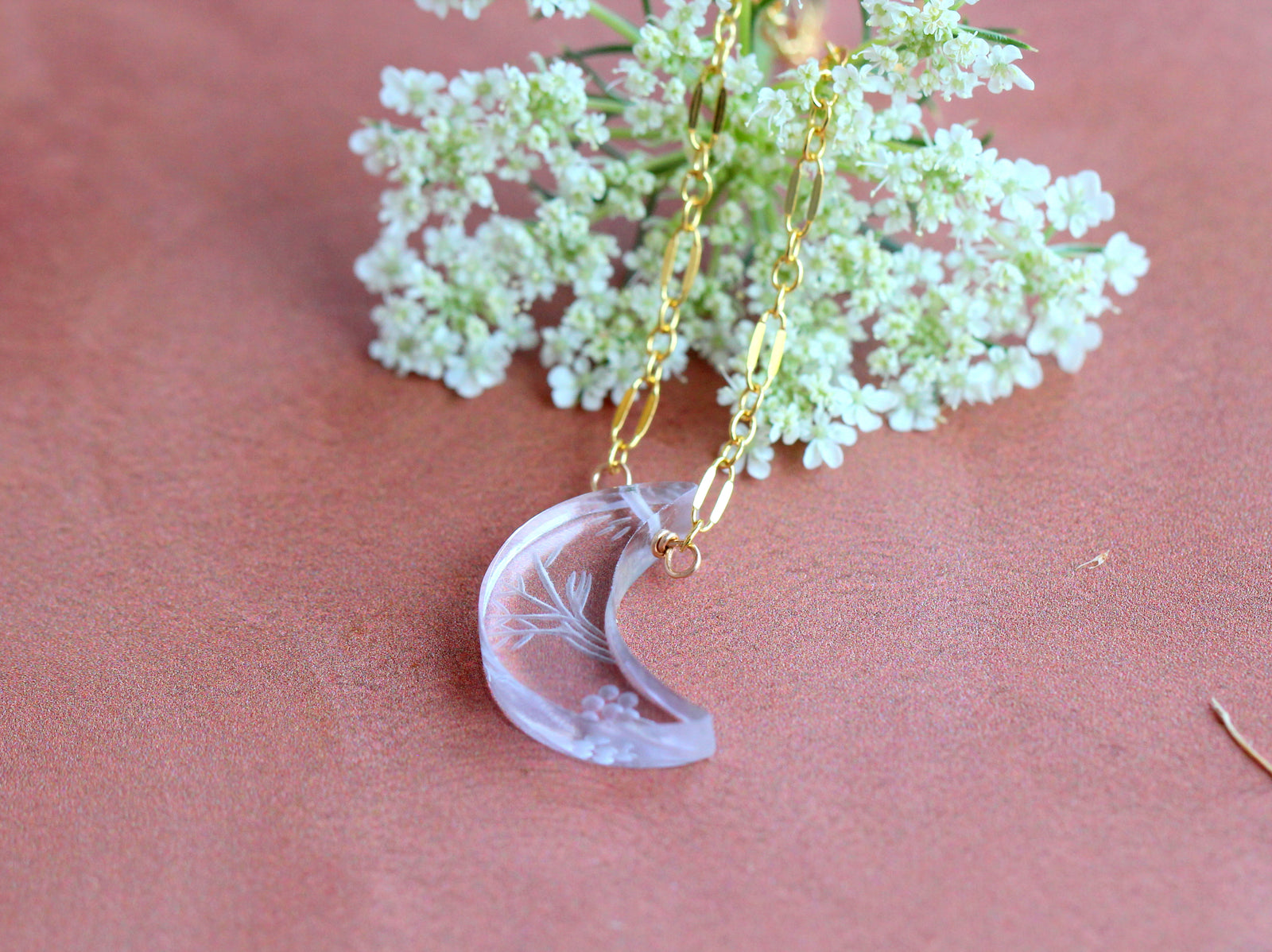 Moonflower Necklace - Rose Quartz