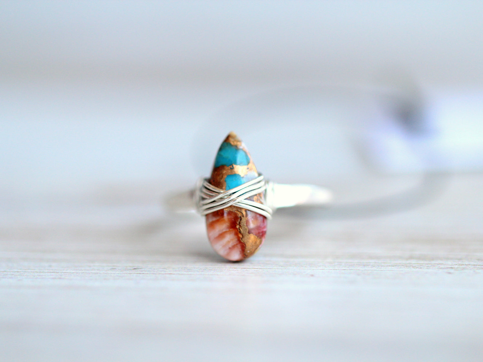 Oyster Turquoise Teardrop Ring