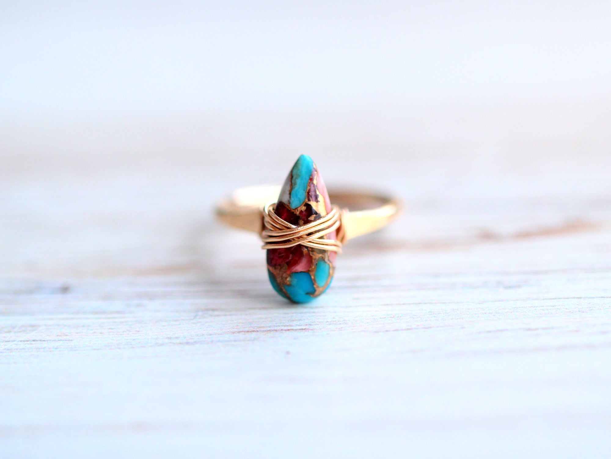 Oyster Turquoise Teardrop Ring