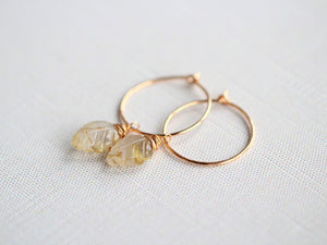 Palm Hoops - Rutilated Quartz