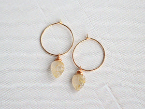 Palm Hoops - Rutilated Quartz
