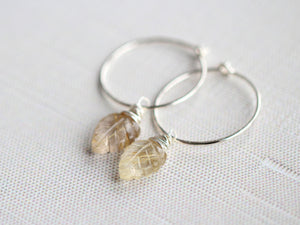 Palm Hoops - Rutilated Quartz