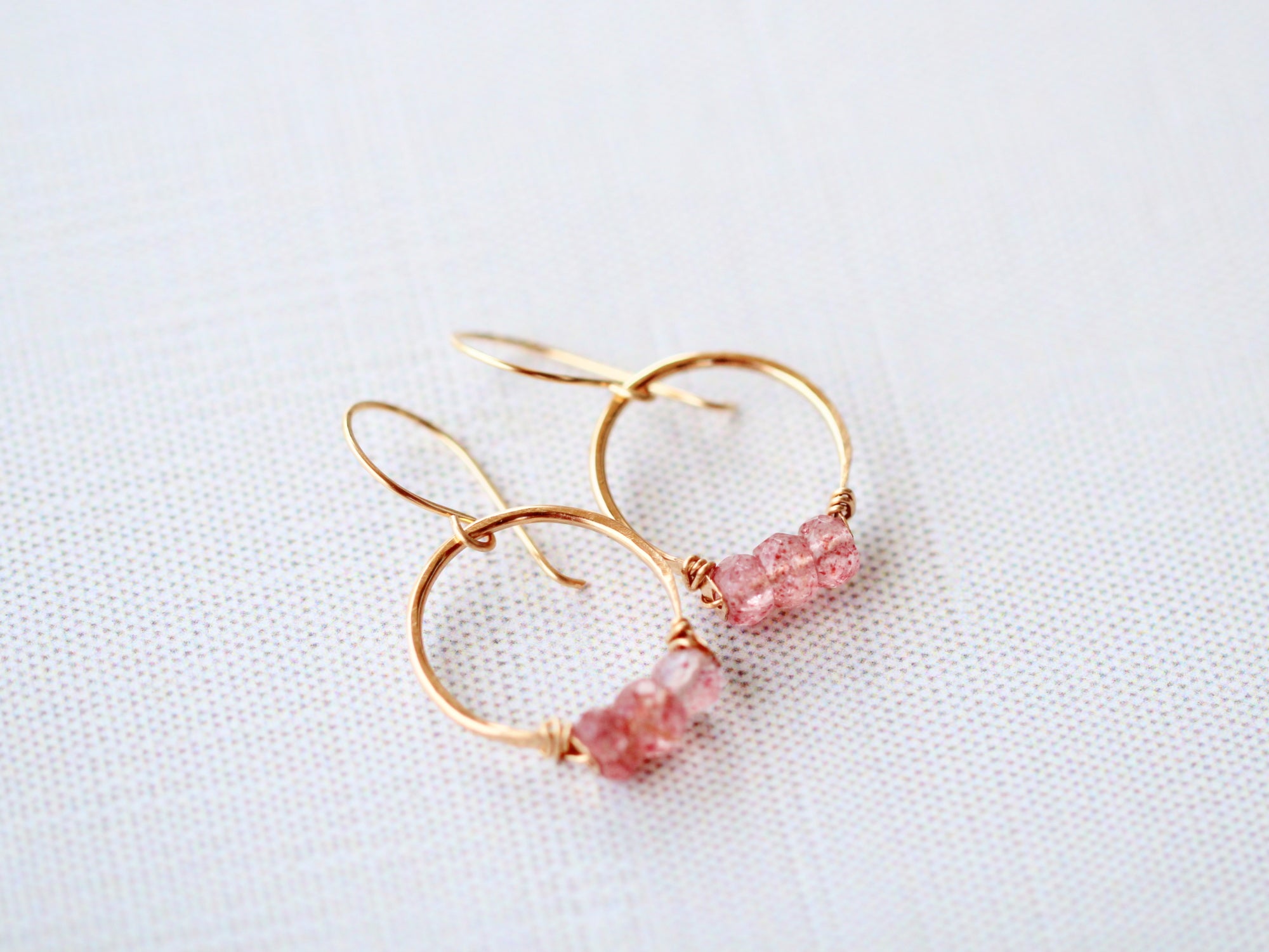 Posy Hoops - Strawberry Quartz