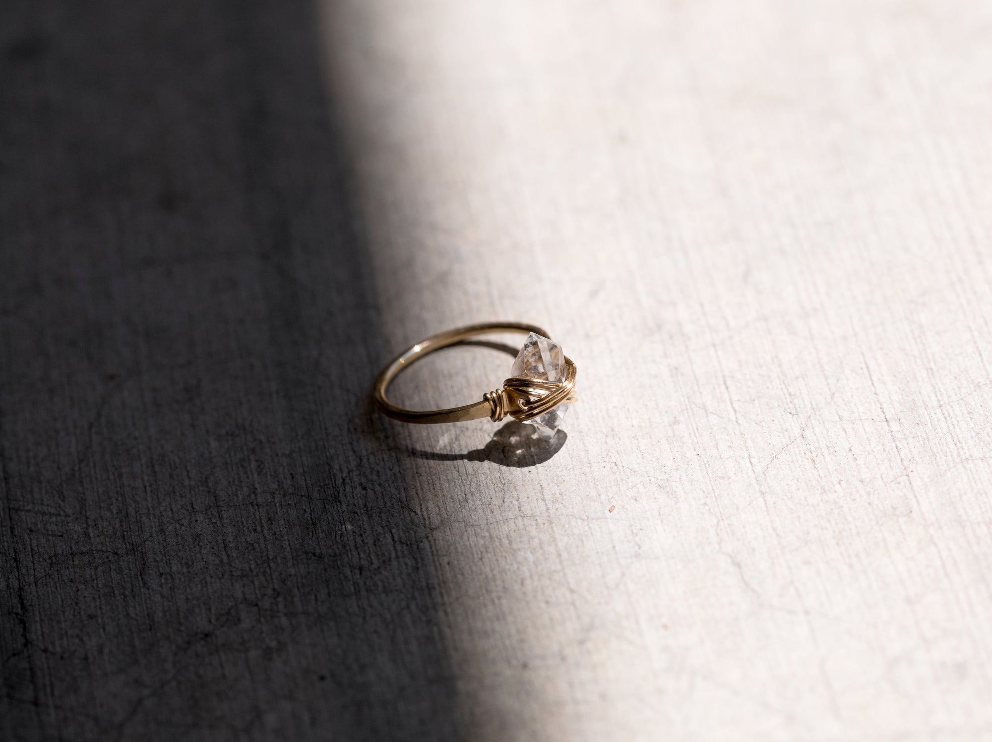 Herkimer Diamond Caged Ring