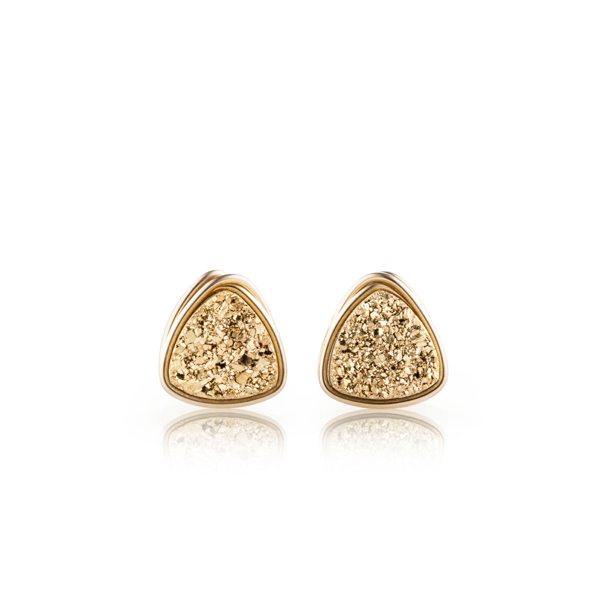 Gilded Triangle Druzy Studs