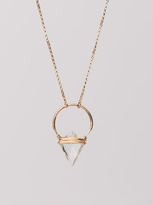 Bohemian Gemstone Pendant Necklace in gold, rose, sterling silver. Crystal triangle arrowhead pointed stone