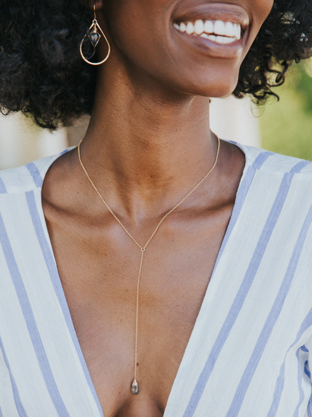 Moss Aquamarine Lariat Necklace
