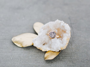 Hexagon Druzy Ring - Platinum