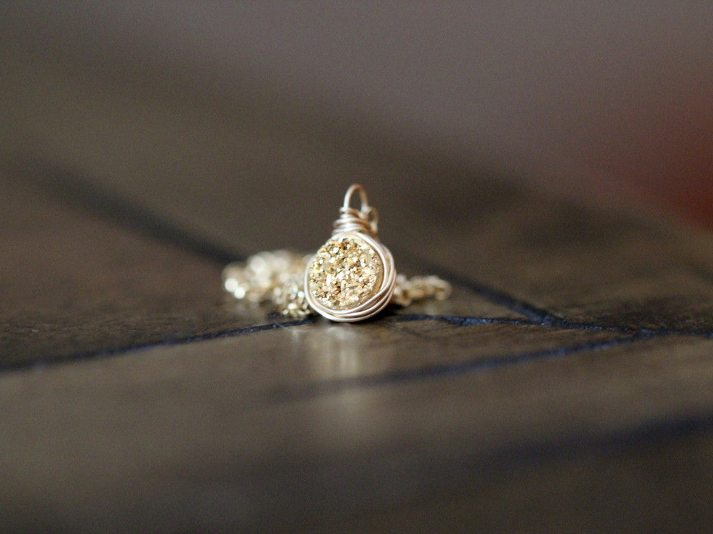 Baby Bezel Pendant Necklace - Gilded Gold