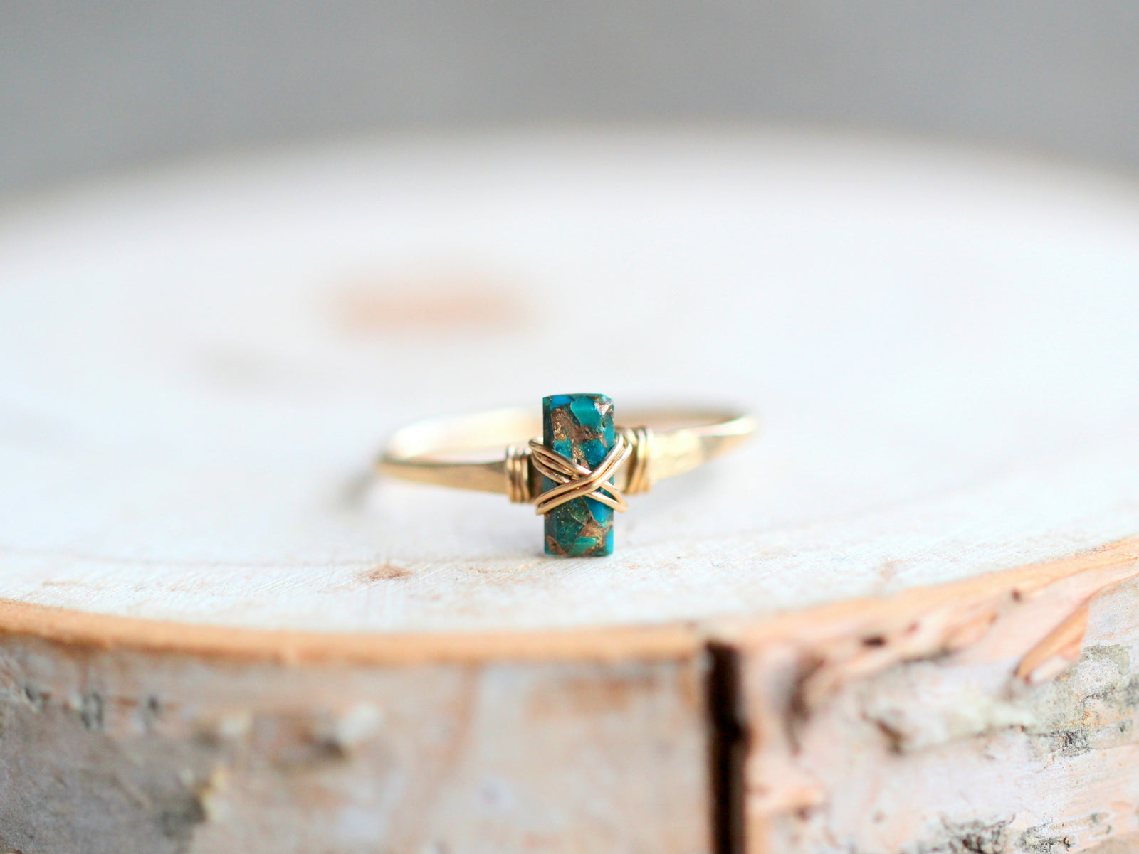 Baguette Gem Ring - Copper Turquoise