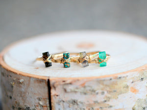 Baguette Gem Ring - Green Onyx