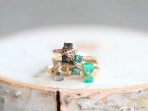 Baguette Gem Ring - Green Onyx