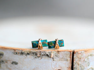 Baguette Studs - Copper Turquoise